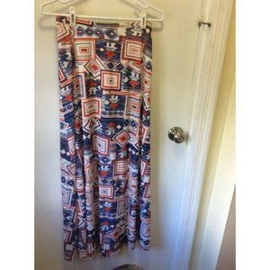 vintage Maxi Skirt Small Patriotic Red White Blue